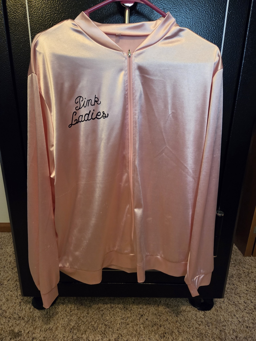 Pink Ladies Satin Bomber Jacket - Pink